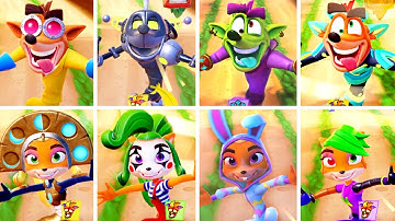 *ALL* Skins in CRASH ON THE RUN and All CRASH and COCO Dance Animations