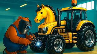 Horse Shaped Tractor Repair 🚜 Bear Restores a Special Farm Machine | Vehicles Animation