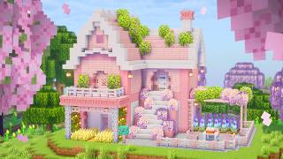 [Minecraft] How to Build a Cute Cherry Blossom House / Tutorial