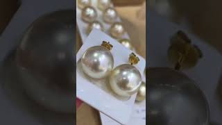 13-14mm south sea gold pearl earring in 18k solid gold/pearl jewelry/stud earrings