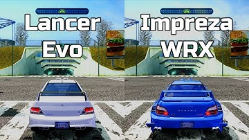 NFS Most Wanted: Mitsubishi Lancer Evo 8 vs Subaru Impreza WRX STI - Drag Race