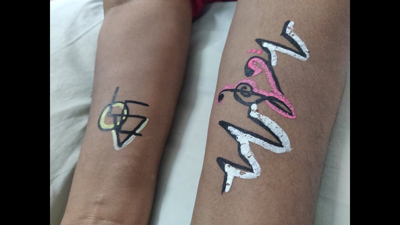 TEMPORARY TATTOOS OF 2 DESIGNS WITH HOMEMADE BODY PAINT/ TATTOO PAINT