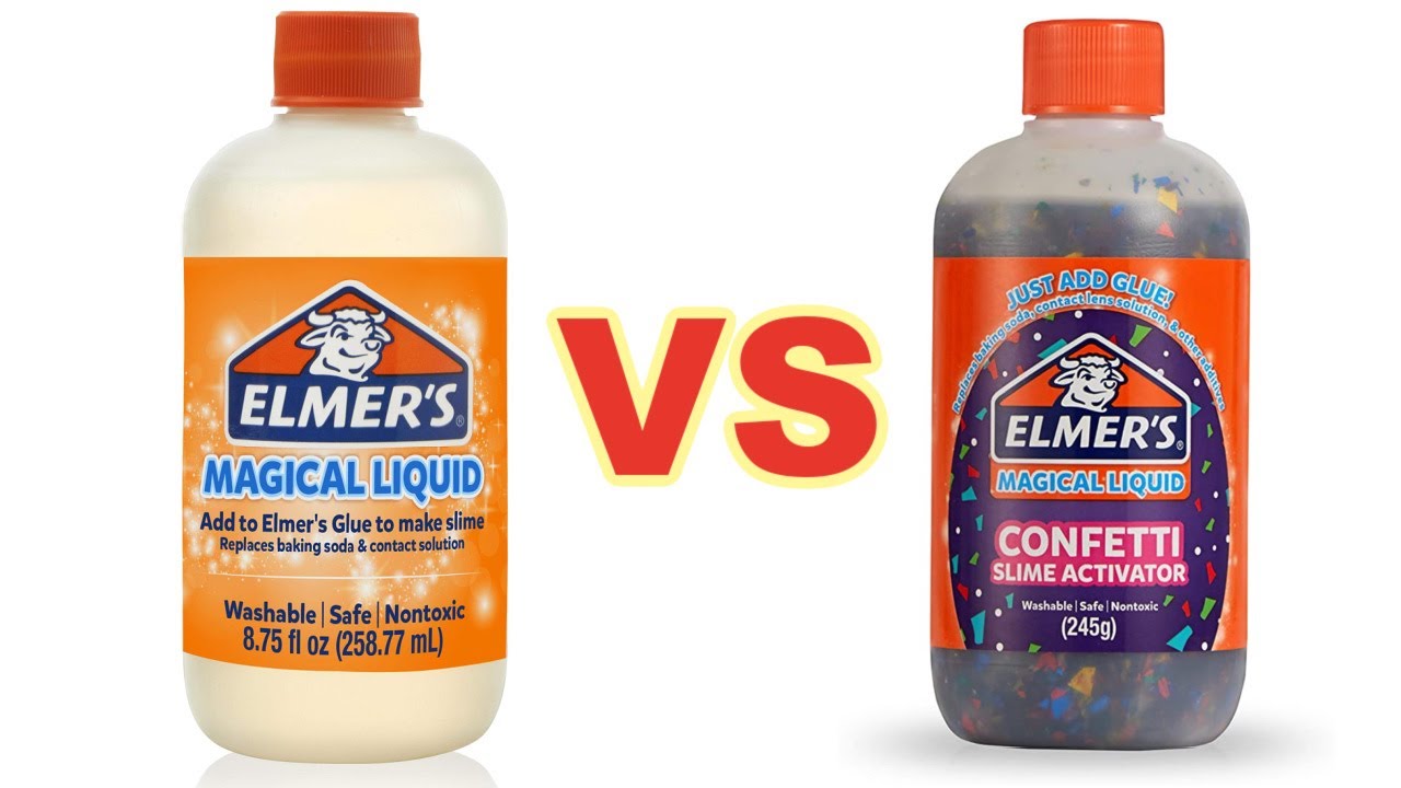 SLIMEWARS Elmer's Magical Liquid Normal vs Confetti Slime Actiator! Which  is better? 