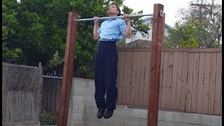 31 strict one second dead hang pull ups to 75 full range of motion push ups!