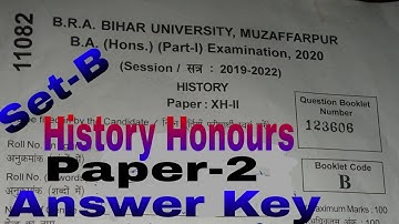 Bihar University muzaffarpur|| B.A honours part 1|| History honours paper 2 Answer Key||