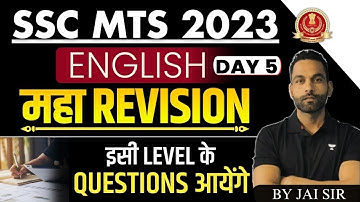 SSC MTS/हवलदार 2023 | ENGLISH | Complete Revision | Most Probable Questions | Day 5 | Jai Yadav