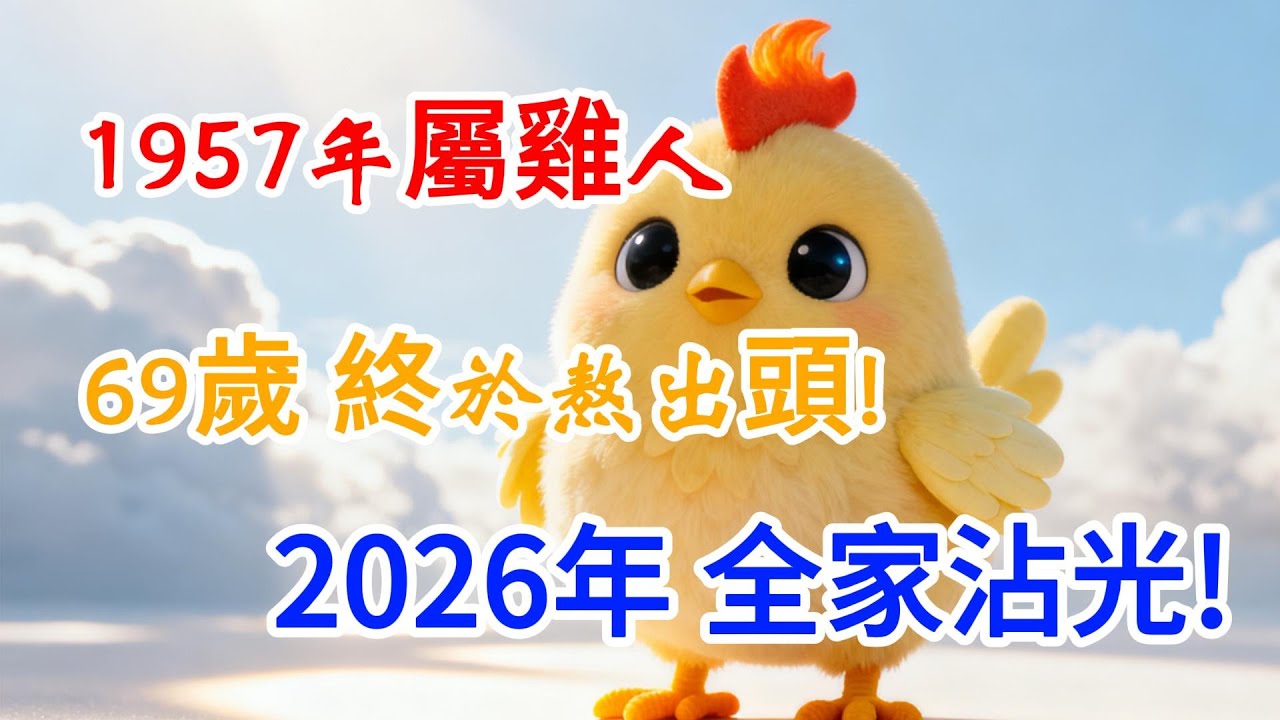 恭喜1957年屬雞人！2026年69歲後註定苦盡甘來！你家有嗎？如果有，請準備接財接福，全家都沾光！