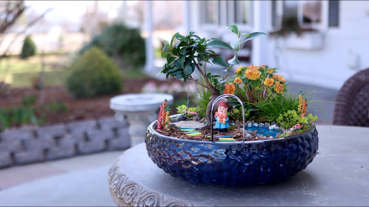 Fun Colorful Miniature Garden With Diy Pond Garden Answer Youtube