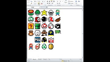 #pixelart just using excel, drawing All item in super mario part 5 of 5