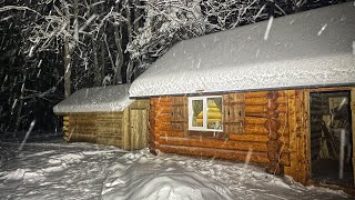 WE WAITED OUT THE BLIZZARD IN A LOG CABIN. Hot mulled wine warms. Cozy evening with MY GIRL