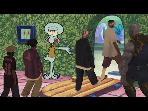 Squidward kicks the Ballas Gang out of his house