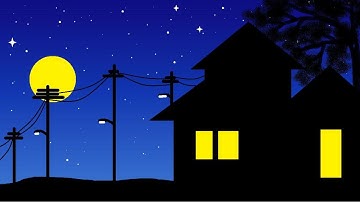 Moonlight drawing || night scenery || how to draw in computer || ms paint