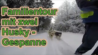 Mit 2 Husky - Gespanne Auf Familientour Hundetraining Husky Hof Nature Trails