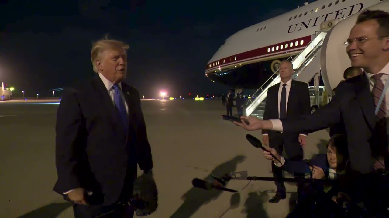 President Trump Gaggles With Press at Los Angeles International Airport, Aug. 4, 2026