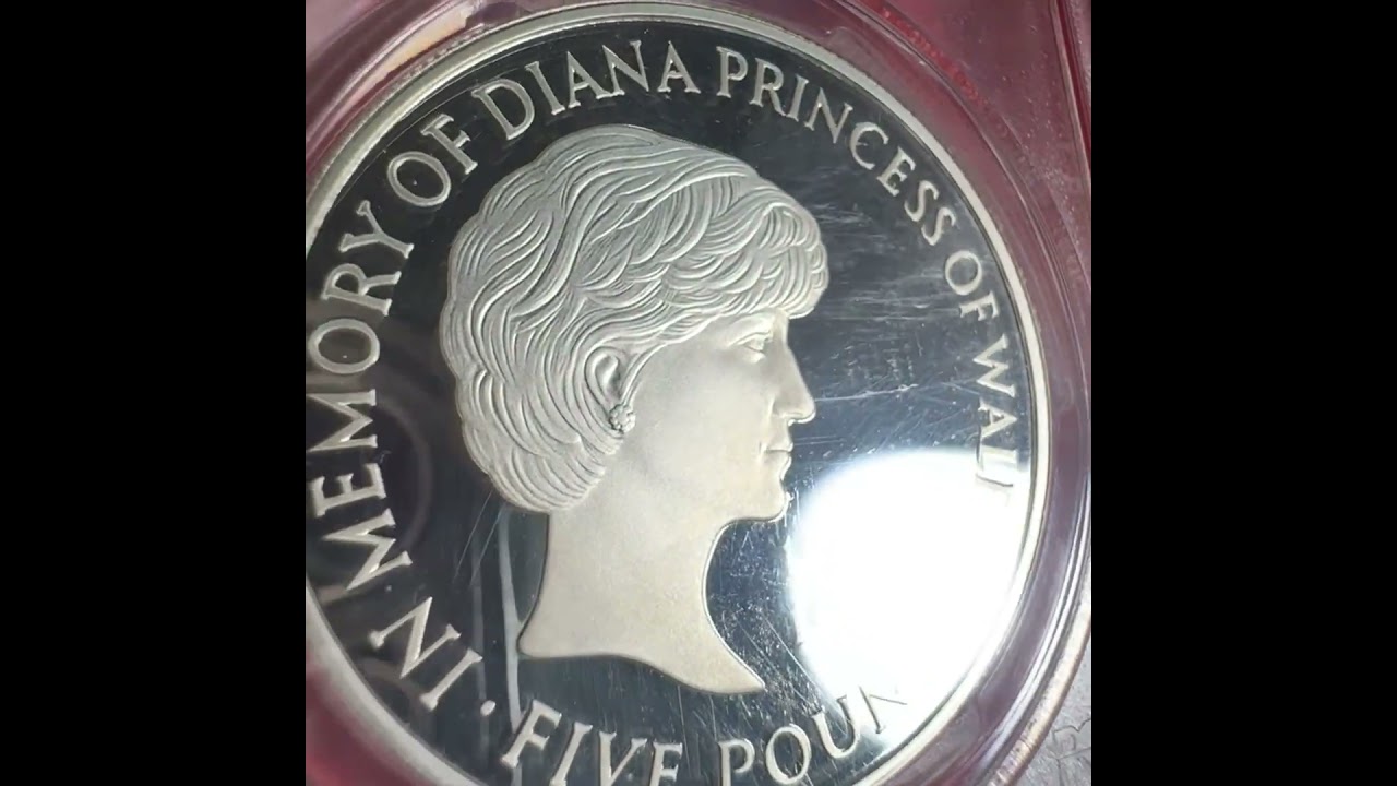 販売中】1999年 イギリス ダイアナ妃追悼 5ポンド銀貨 PCGS PR68 DEEP