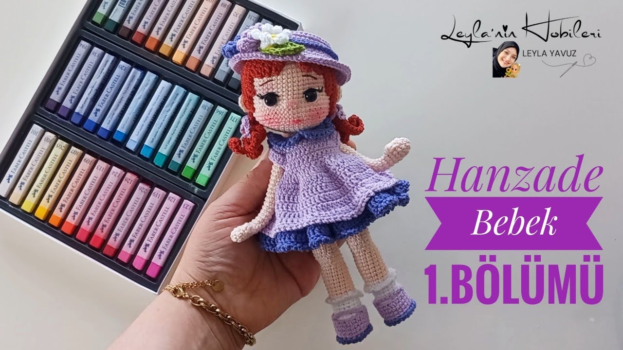 Amigurumi Hanzade💜 Bebek 1.Bölümü Baş kulak yüz şekillendirme kaş kiprik saç yapımı ✅️