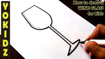 How to draw a WINE GLASS for kids