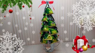 Ёлка в чашке ||подарок из чая и конфет 🎄@annaandreevnadiy8228 своими руками🎀