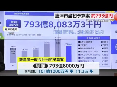 唐津市 総額793億円の当初予算案を発表 “第1子”から保育料軽減など
