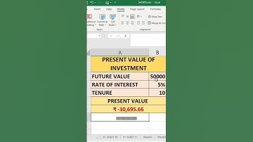 present value of investment in excel #advanceexcel #exceltutorial