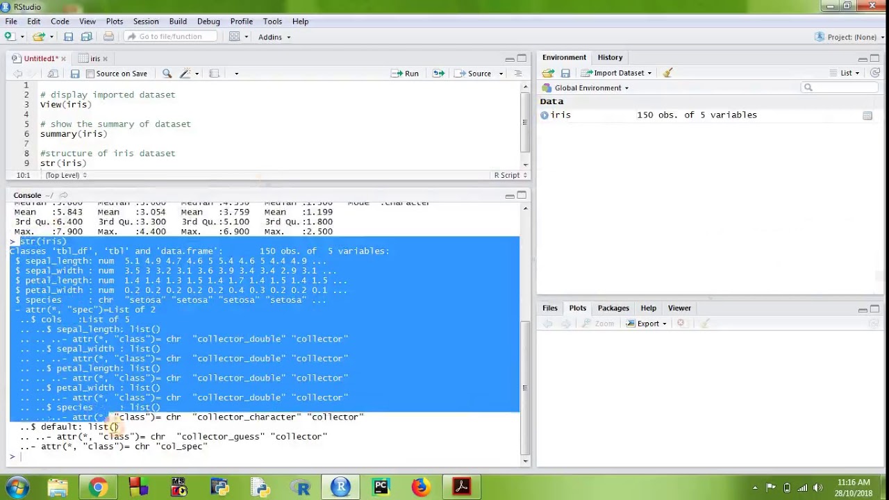 R basic operation on iris dataset - YouTube