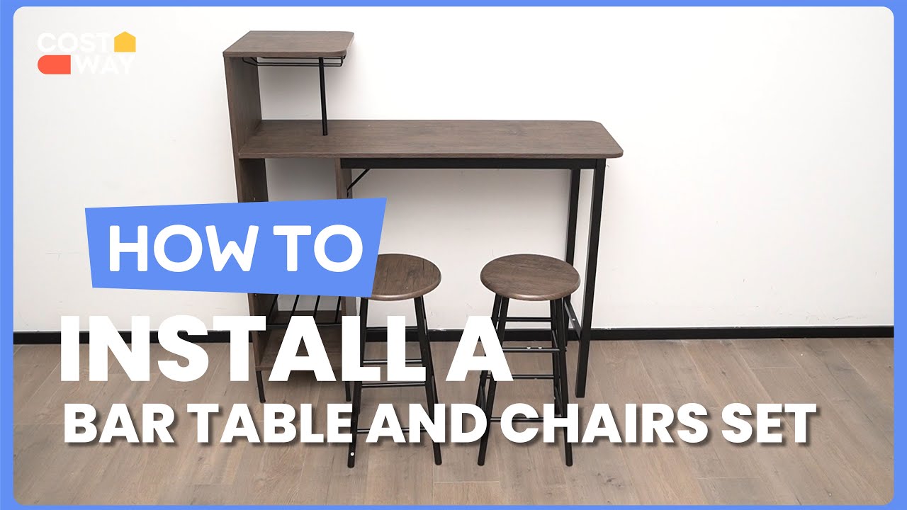 Install The Table How to Install the 3 Piece Bar Table and Chairs Set with Wine Rack ...