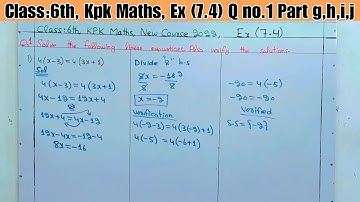 Class 6th kpk maths Ex 7.4 Q no 1 part g,h,i,j