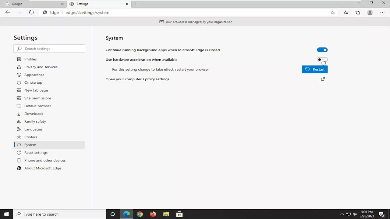 How to enable or disable hardware acceleration in microsoft edge
