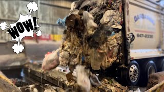 Watch the pros plop their loads into the trailer! Then smash it #garbagetruck #trash #satisfying