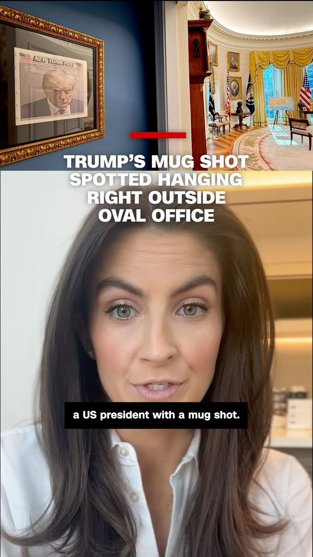 Trump's mug shot spotted hanging right outside Oval Office