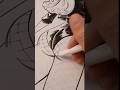 Inking the biggest part of the illustration first 🍑