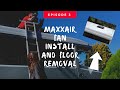 MaxxAir Fan Deluxe Install + adapter | Removing Unwin rail floor | Mercedes Bus Camper conversion