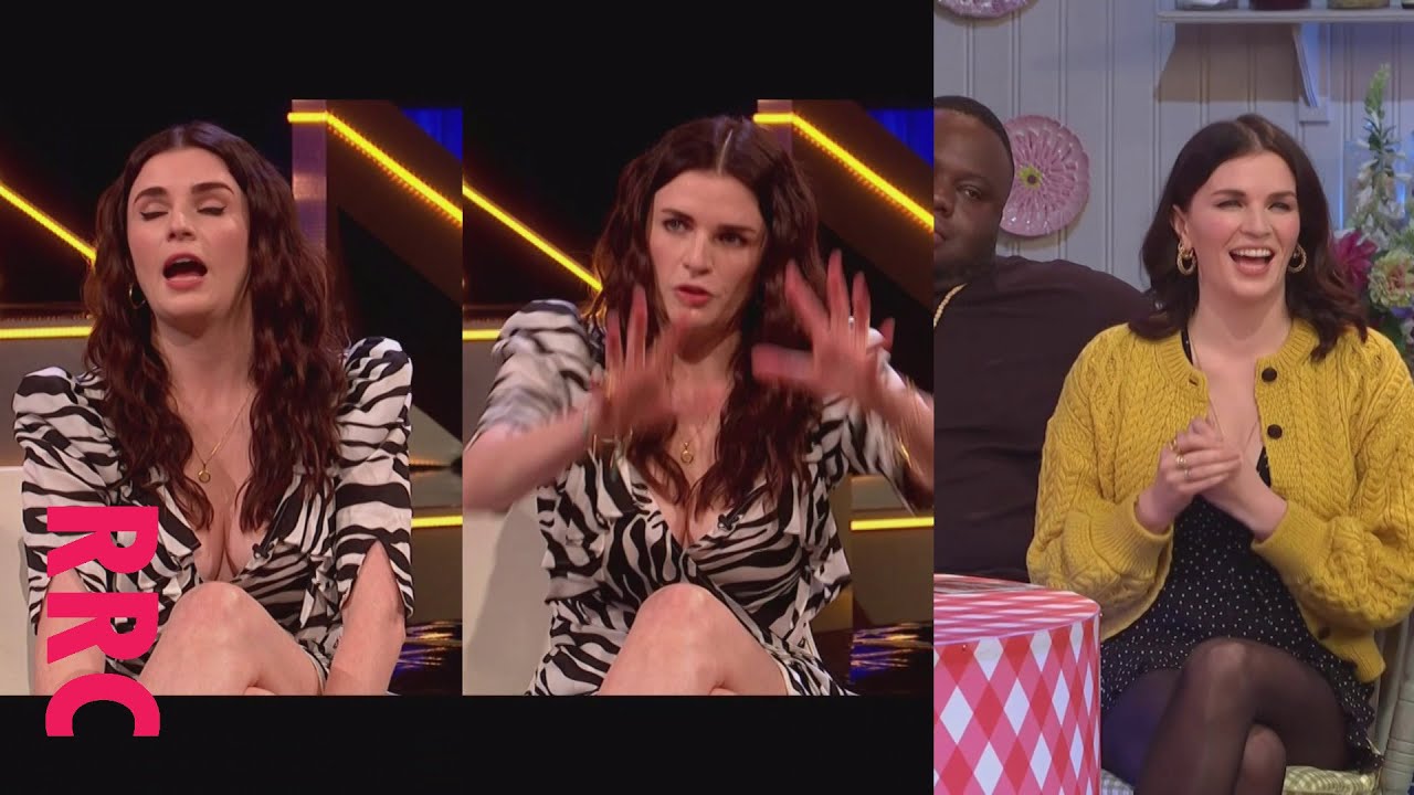 Aisling Bea @zebra cleavage plus tights & short skirt