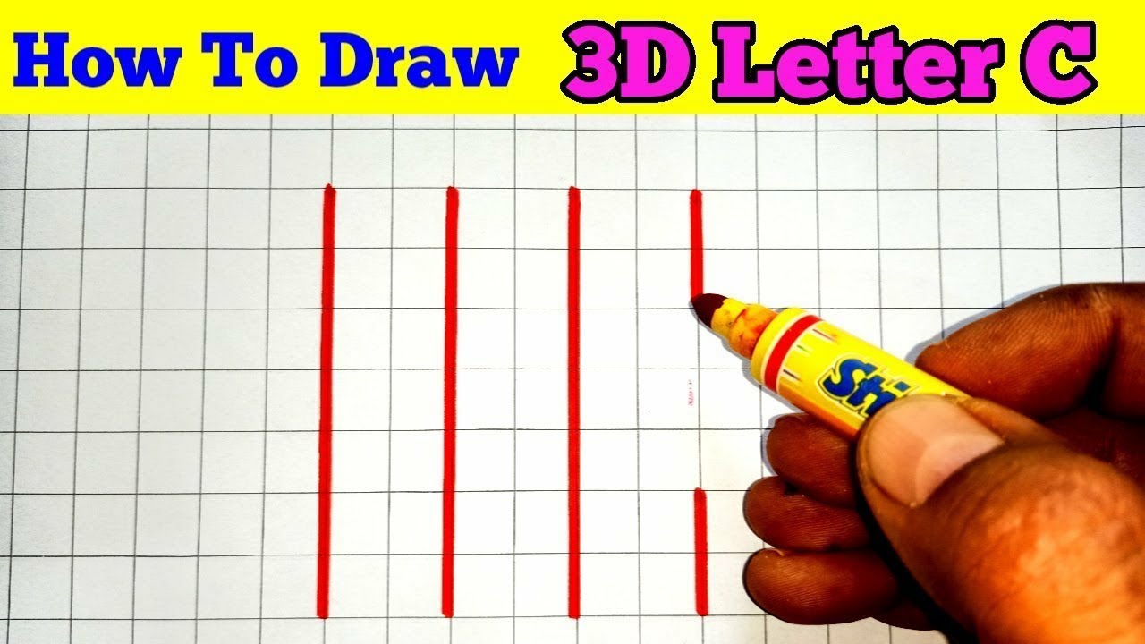 How to draw 3D letter C 3D trick. YouTube