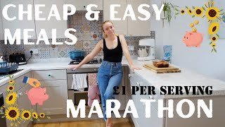£1 Per Serving CHEAP & EASY MEALS | MARATHON | frugal & inflation busting BREAKFAST, LUNCH & DINNERS