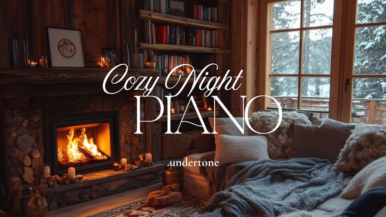 Cozy Night Piano 🌙 Fireplace Calm • Relaxing Sleep Music