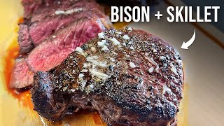 Perfecting BISON RIBEYES with a Cast Iron Skillet