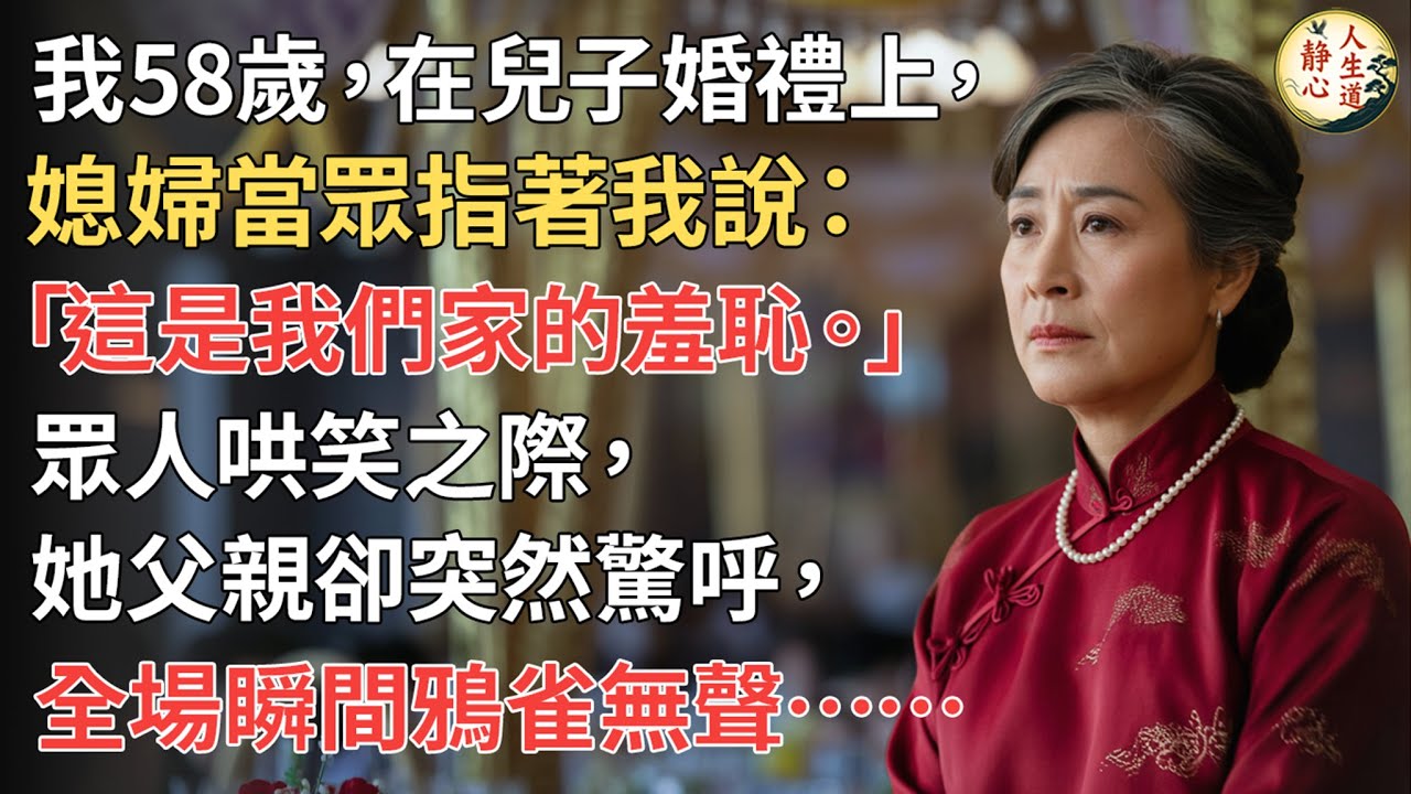 【我58歲】在兒子婚禮上，媳婦在父母面前指著我說：「這是我們家的羞恥。」眾人哄笑之際，她父親卻突然驚呼，全場瞬間鴉雀無聲……【靜心人生道】