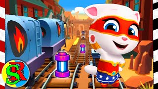 Talking Tom Gold Run #03  Super Angela, Trains on Wild West and Neon Rush! screenshot 4