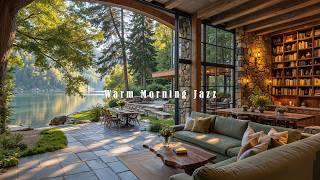 Morning Jazz at Warm Lakeside Coffee Shop | Soft Jazz Music with Beautiful Nature Scene for Work screenshot 1