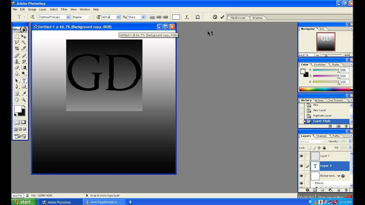 Create 3D Text In Photoshop 7.0