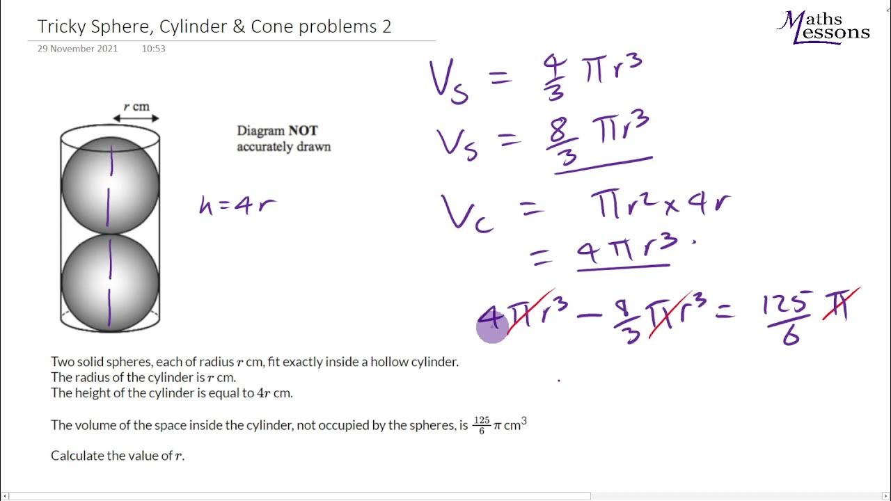 Tricky problems Volume of cylinders and Spheres 2 Maths GCSE YouTube
