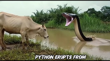 Heroic Men Fight 30-ft Giant Python to Save Dying Cow!