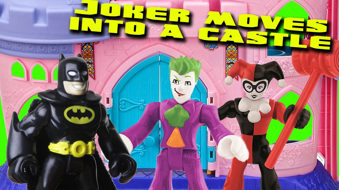 Joker & Harley Quinn invade princess castle, batman saves the day imaginext toys