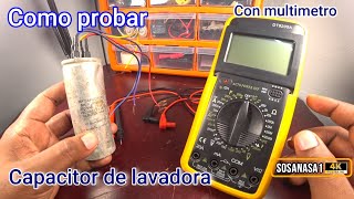 como probar si un capacitor / condensador de lavadora funciona usando el multimetro DT9205A