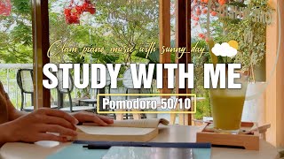 STUDY WITH ME 2HOUR   in Coffee Shop  | Pomodoro 50/10 |  Calm Piano Music | Study Motivation