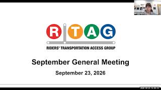 Riders' Transportation Access Group (RTAG) - Virtual Advisory Meeting | September 23, 2026