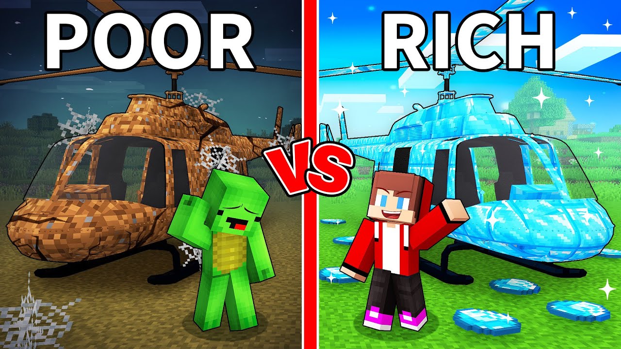Mikey POOR vs JJ RICH Helicopter House in Minecraft (Maizen)