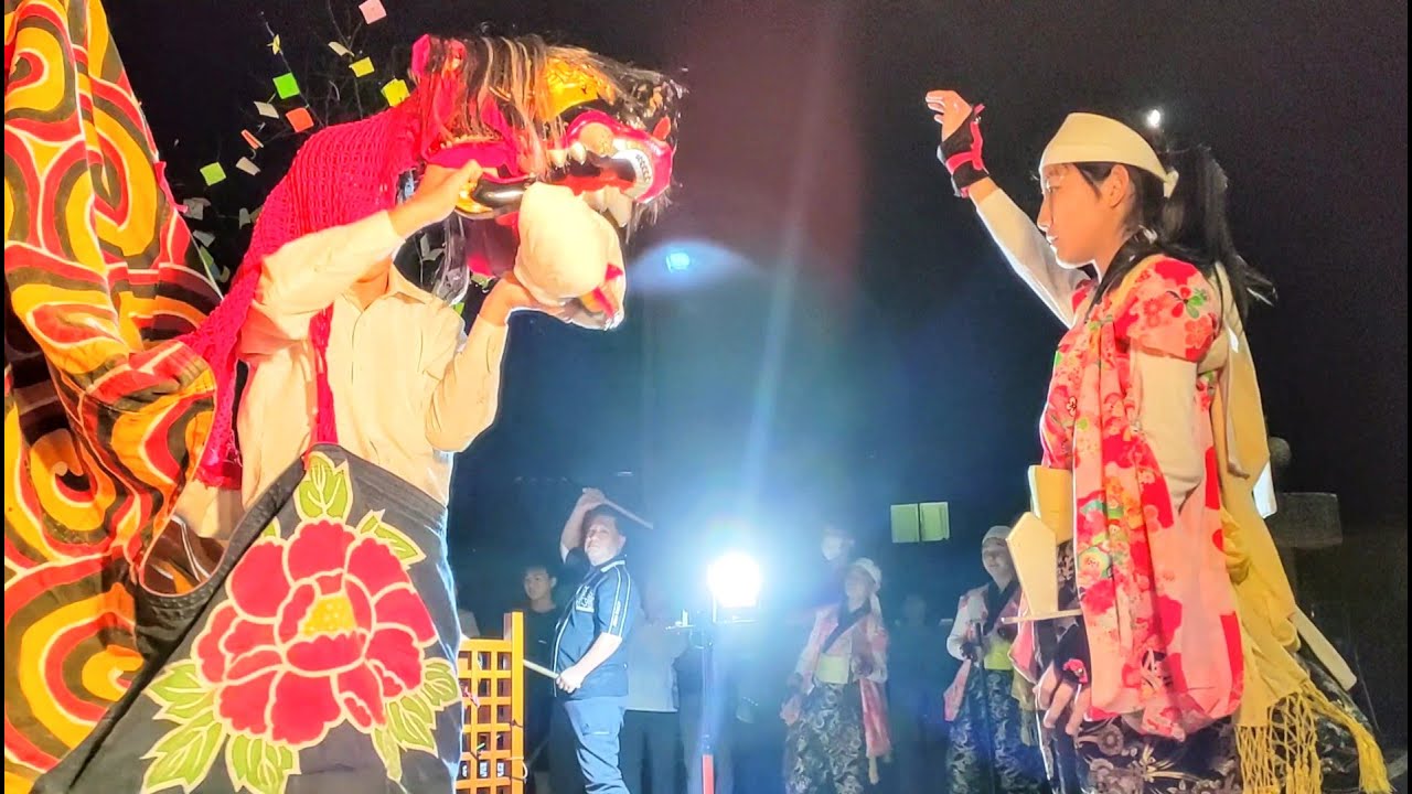 三獅子舞 戸出狼獅子舞 宵宮 2024 Lion Dance of Toideookami A festival