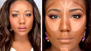 HOW TO: DRUGSTORE Contour,Highlight,+ Foundation for Black Women Makeup Tutorial 2015 ( DARK SKIN )